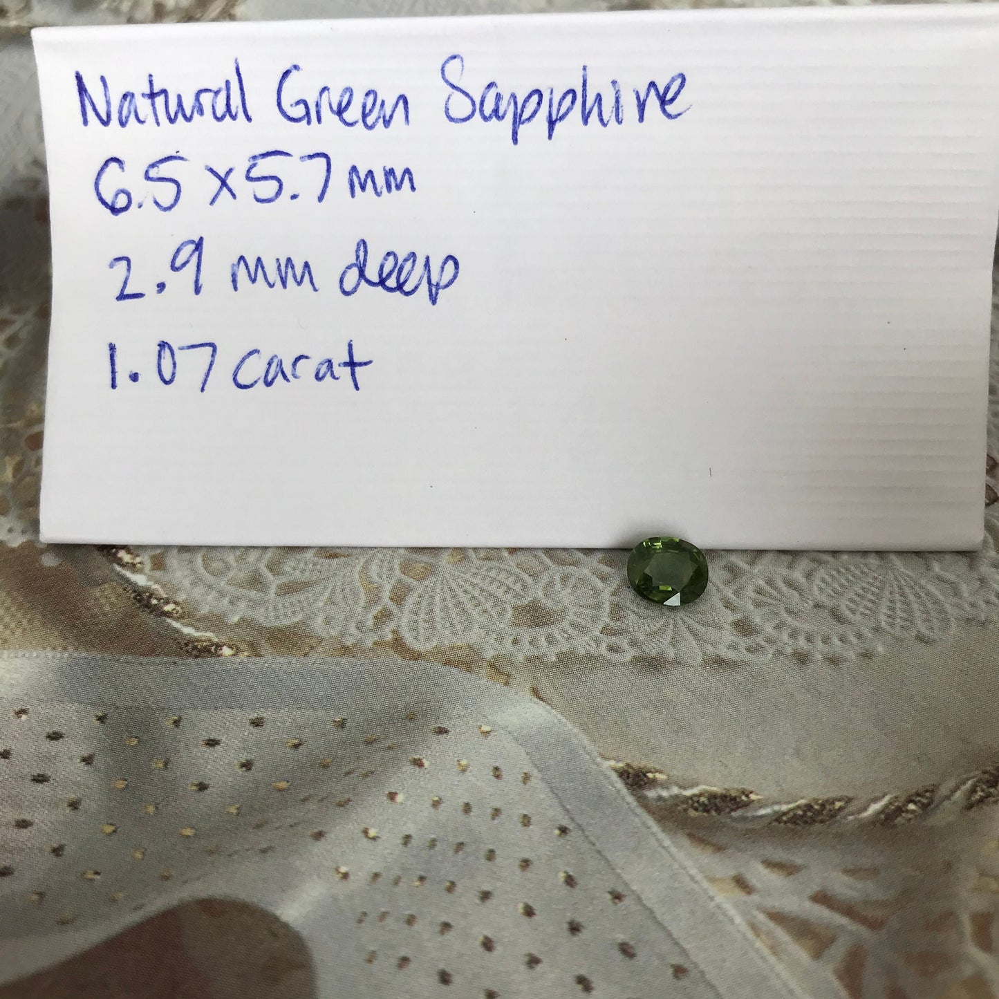BE Treated Natural Green Sapphire 6.5x5.7mm Oval 1.07 Carat Corundum, BERYLLIUM TREATED, Faceted Loose, Gemstone Earth Mined Gem