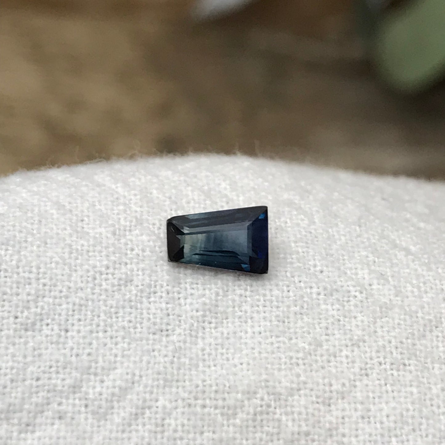 0.75 ct Natural Bi-Color Blue Fancy Cut Sapphire  6.3x4.3mm Trapezoid cut Genuine Loose Unmounted Faceted Gemstone Greenish Blue Sapphire
