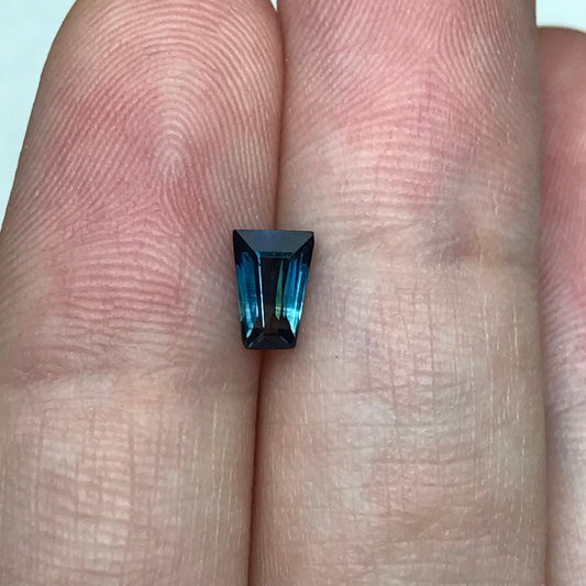 0.75 ct Natural Bi-Color Blue Fancy Cut Sapphire  6.3x4.3mm Trapezoid cut Genuine Loose Unmounted Faceted Gemstone Greenish Blue Sapphire