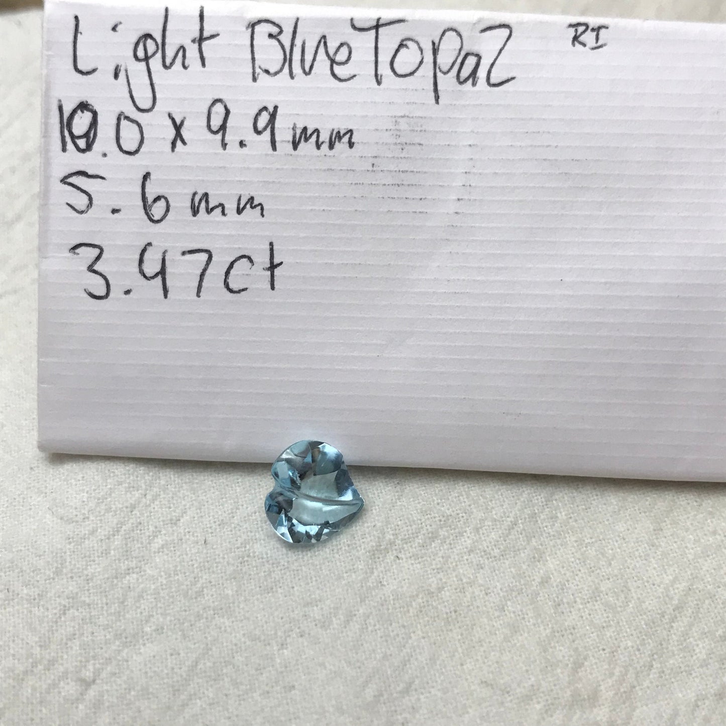 Blue Topaz Heart 10mm Loose Topaz 3.47 carats, Fancy Heart Shape Gemstone Real Topaz, Recycled/Reclaimed Gem