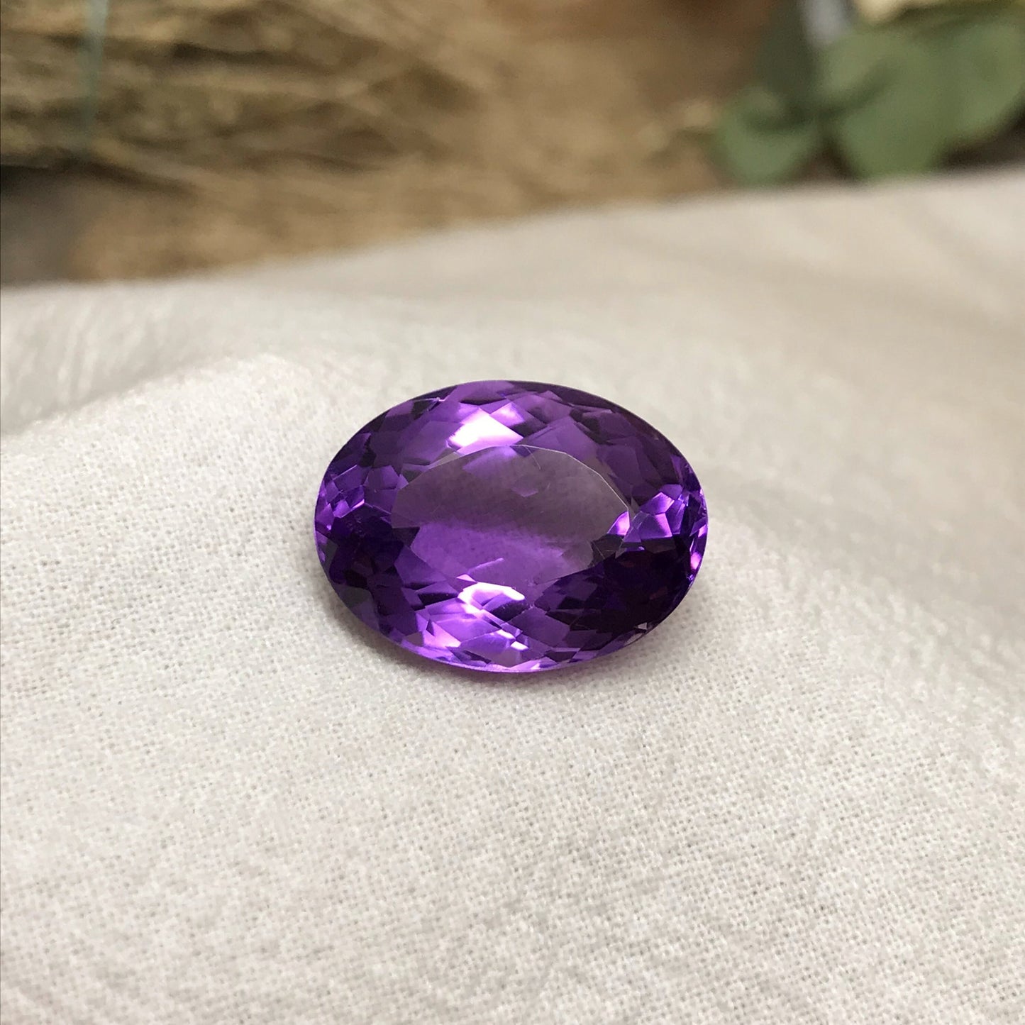 20x15mm Purple Amethyst 18.73 carat Oval, Nice Cut Loose Natural Gem Reclaimed/Recycled Gemstone, Faceted, February Birthstone Large