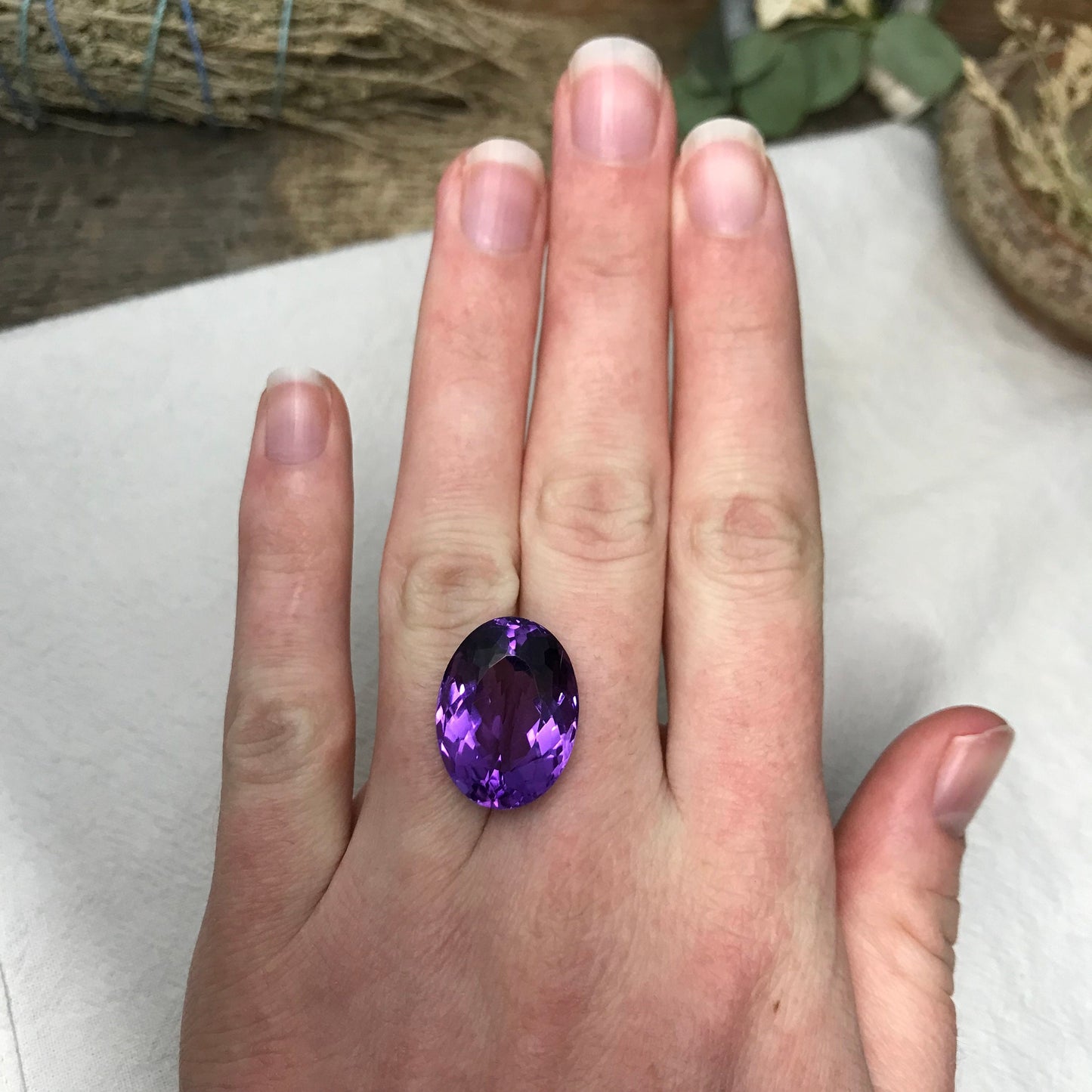 20x15mm Purple Amethyst 18.73 carat Oval, Nice Cut Loose Natural Gem Reclaimed/Recycled Gemstone, Faceted, February Birthstone Large