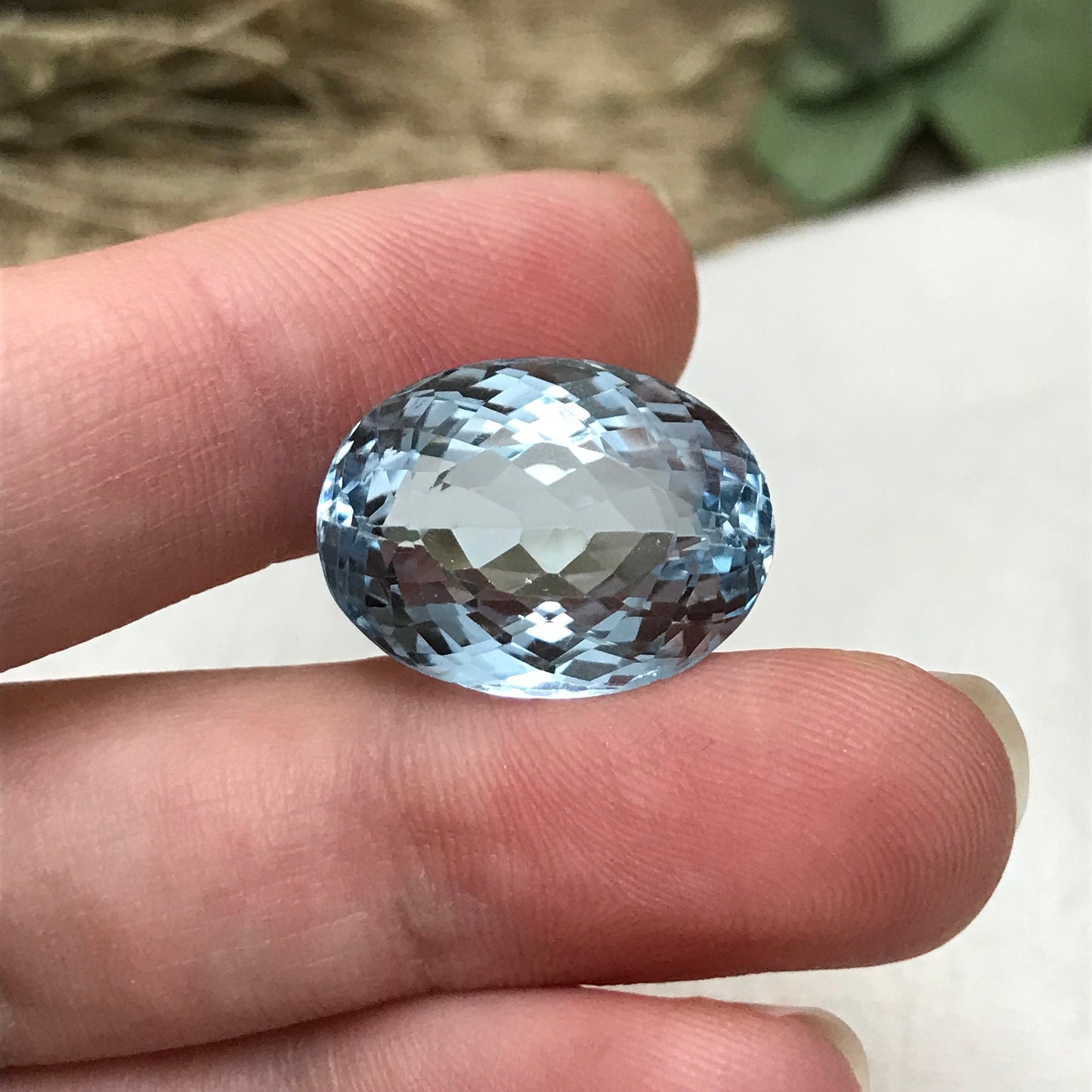 23 carat, Light Blue Topaz 19.3x14.3mm Oval Cut Gem Tested Loose Reclaimed/Recycled Gemstone, Sky Blue, December Birthstone, 19x14mm