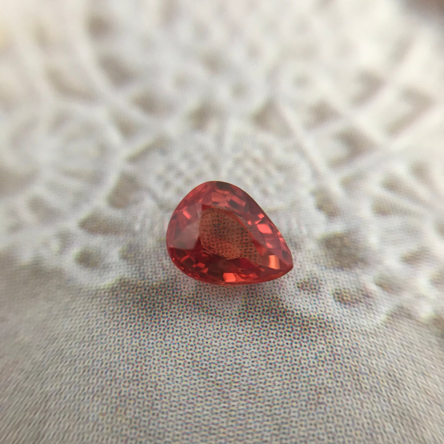 Natural Orange Sapphire 5x4mm 0.52 Carat Pear Cut Faceted Gem Loose Unmounted Gemstone Earth Mined Beryllium Treated - BE TREATED