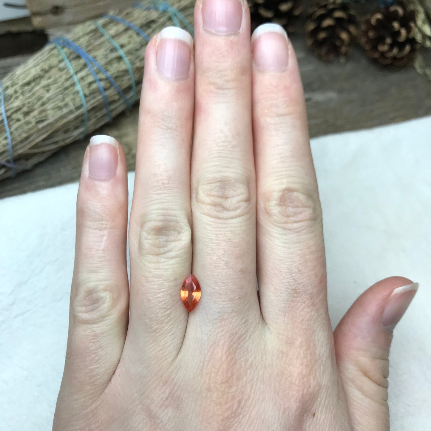 1 ct Natural Orange Sapphire 9x5mm Marquise Cut Faceted Gem Loose Reddish Orange, Beryllium Treated Sapphire