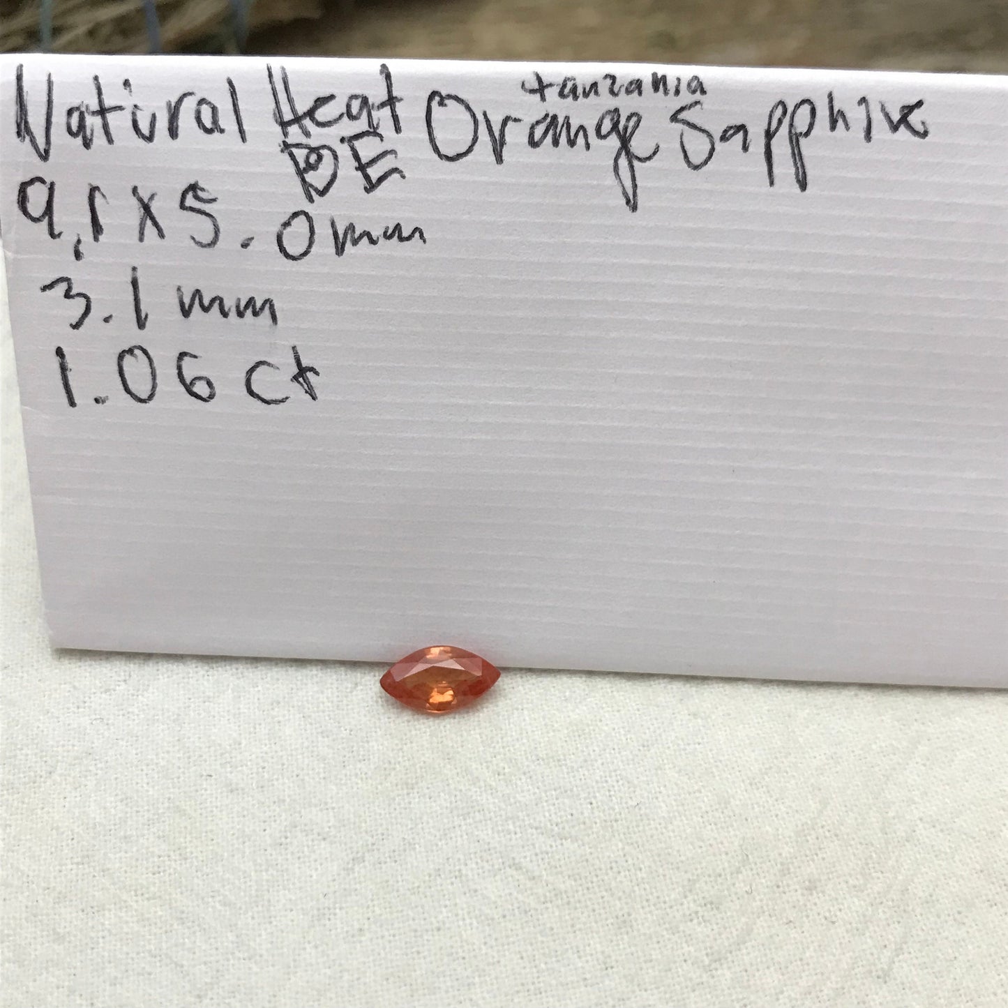 1 ct Natural Orange Sapphire 9x5mm Marquise Cut Faceted Gem Loose Reddish Orange, Beryllium Treated Sapphire