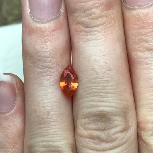 1 ct Natural Orange Sapphire 9x5mm Marquise Cut Faceted Gem Loose Reddish Orange, Beryllium Treated Sapphire