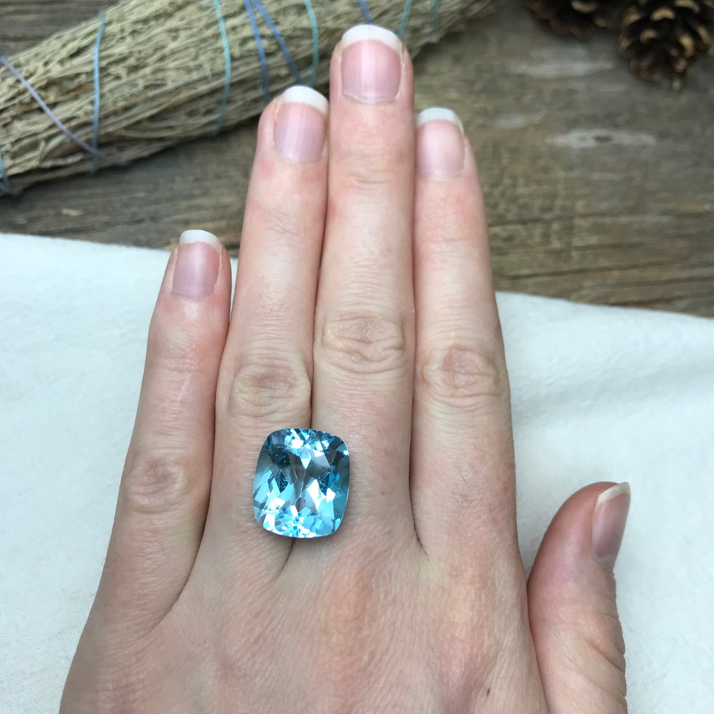 18.56 ct Sky Blue Topaz 16x14.5 Cushion Cut Loose Gemstone Blue Topaz, Recycled Faceted Blue Topaz, December Birthstone