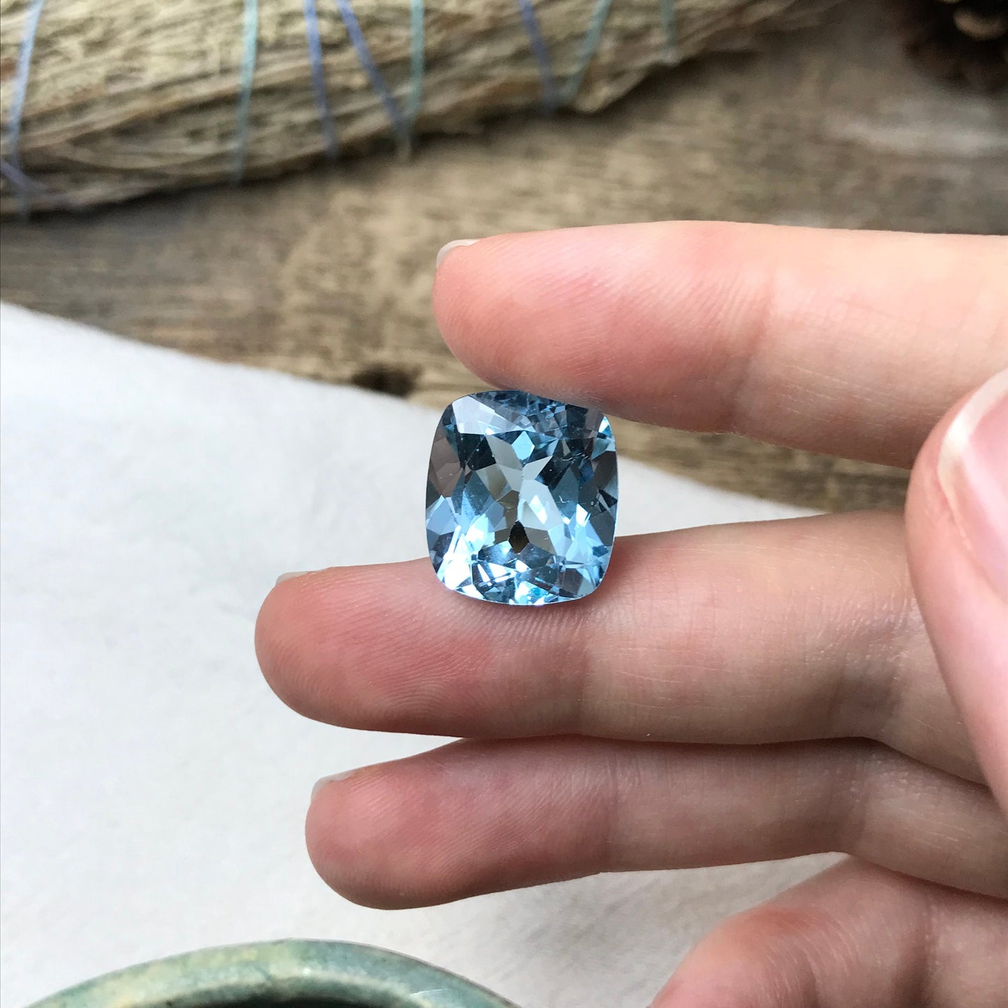 18.56 ct Sky Blue Topaz 16x14.5 Cushion Cut Loose Gemstone Blue Topaz, Recycled Faceted Blue Topaz, December Birthstone