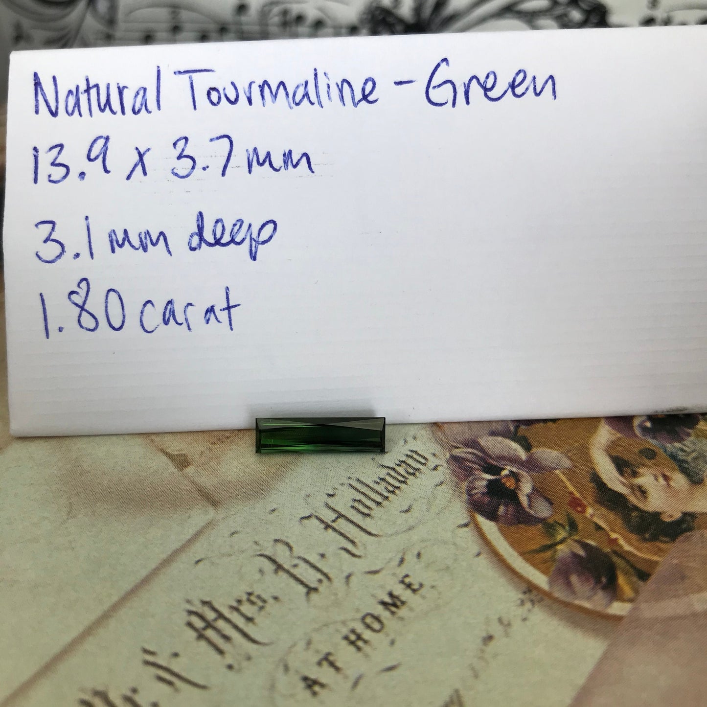 Natural Bi-Color Tourmaline 14x3.7mm 1.80 carat Rectangle Scissor Cut Faceted Loose Unmounted Gem Gemstone Earth Mined Genuine, Green Blue