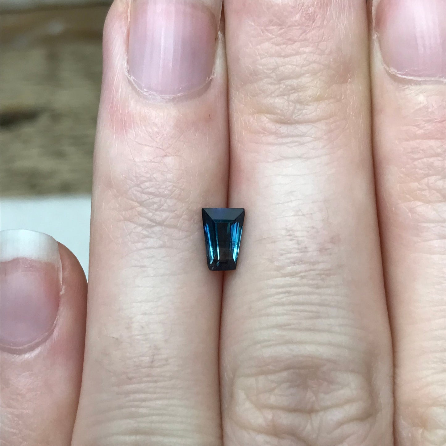 0.75 ct Natural Bi-Color Blue Fancy Cut Sapphire  6.3x4.3mm Trapezoid cut Genuine Loose Unmounted Faceted Gemstone Greenish Blue Sapphire