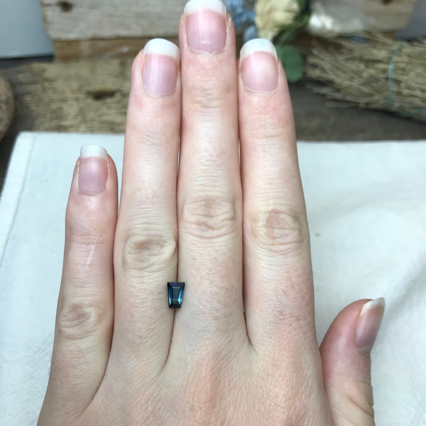 0.75 ct Natural Bi-Color Blue Fancy Cut Sapphire  6.3x4.3mm Trapezoid cut Genuine Loose Unmounted Faceted Gemstone Greenish Blue Sapphire
