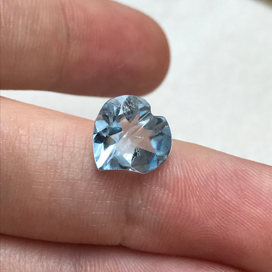Blue Topaz Heart 10mm Loose Topaz 3.47 carats, Fancy Heart Shape Gemstone Real Topaz, Recycled/Reclaimed Gem