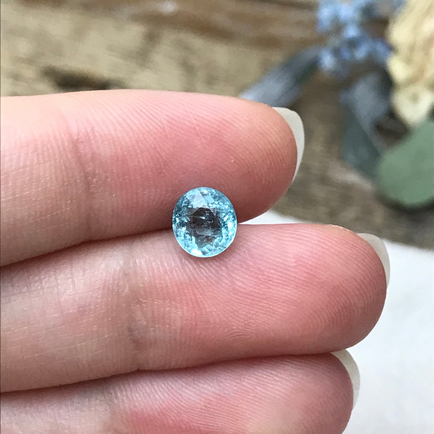 Natural Greenish Blue Tourmaline 1.25 Carat Gorgeous Color 6.8x6.2mm Faceted Loose Gemstone Seafoam Blue Tourmaline