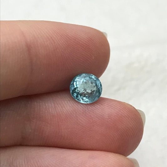 Natural Greenish Blue Tourmaline 1.25 Carat Gorgeous Color 6.8x6.2mm Faceted Loose Gemstone Seafoam Blue Tourmaline