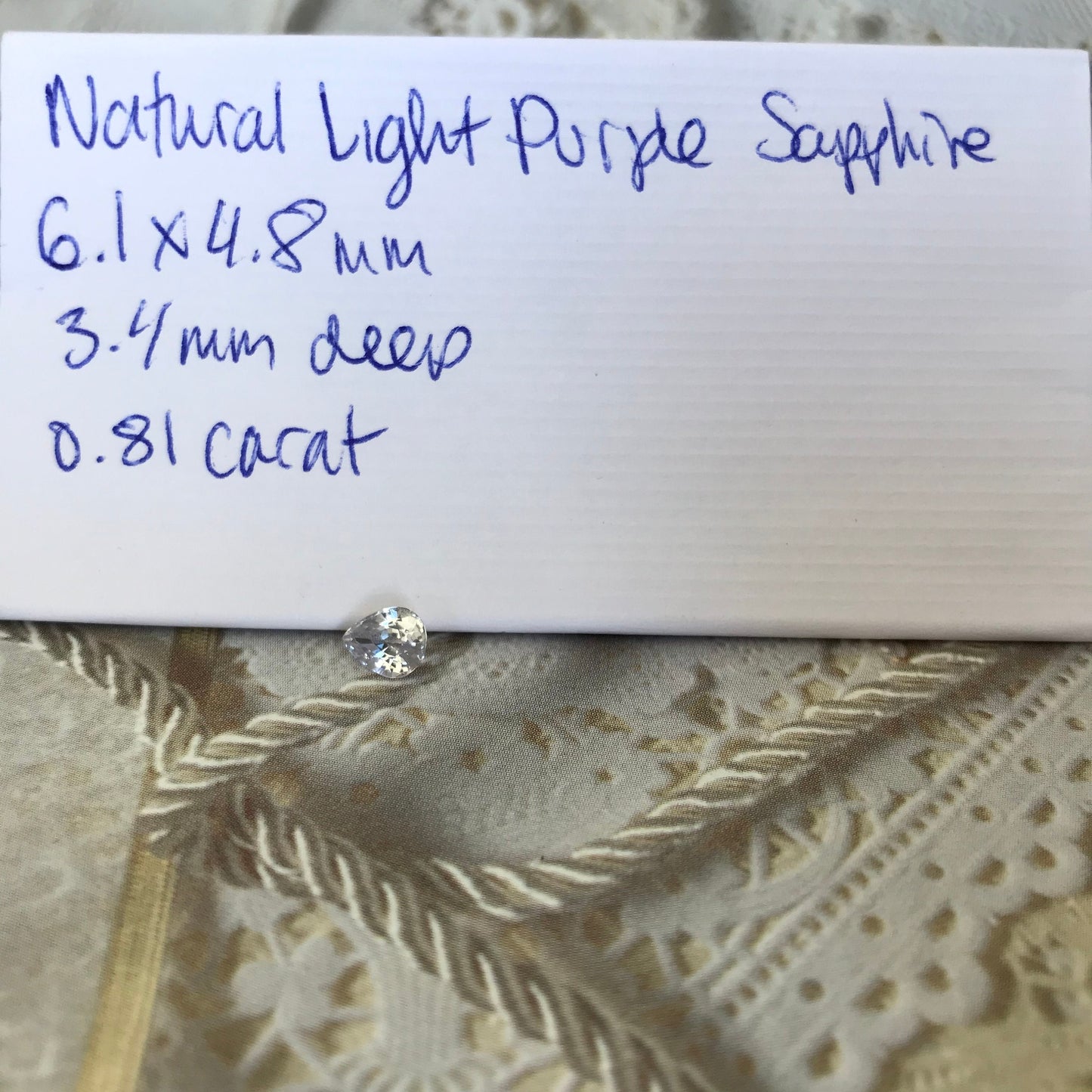 Lavender Natural Sapphire 0.81 carat 6 x 5 mm Pear Cut, Faceted Loose Gemstone Light Purple Unmounted Gem