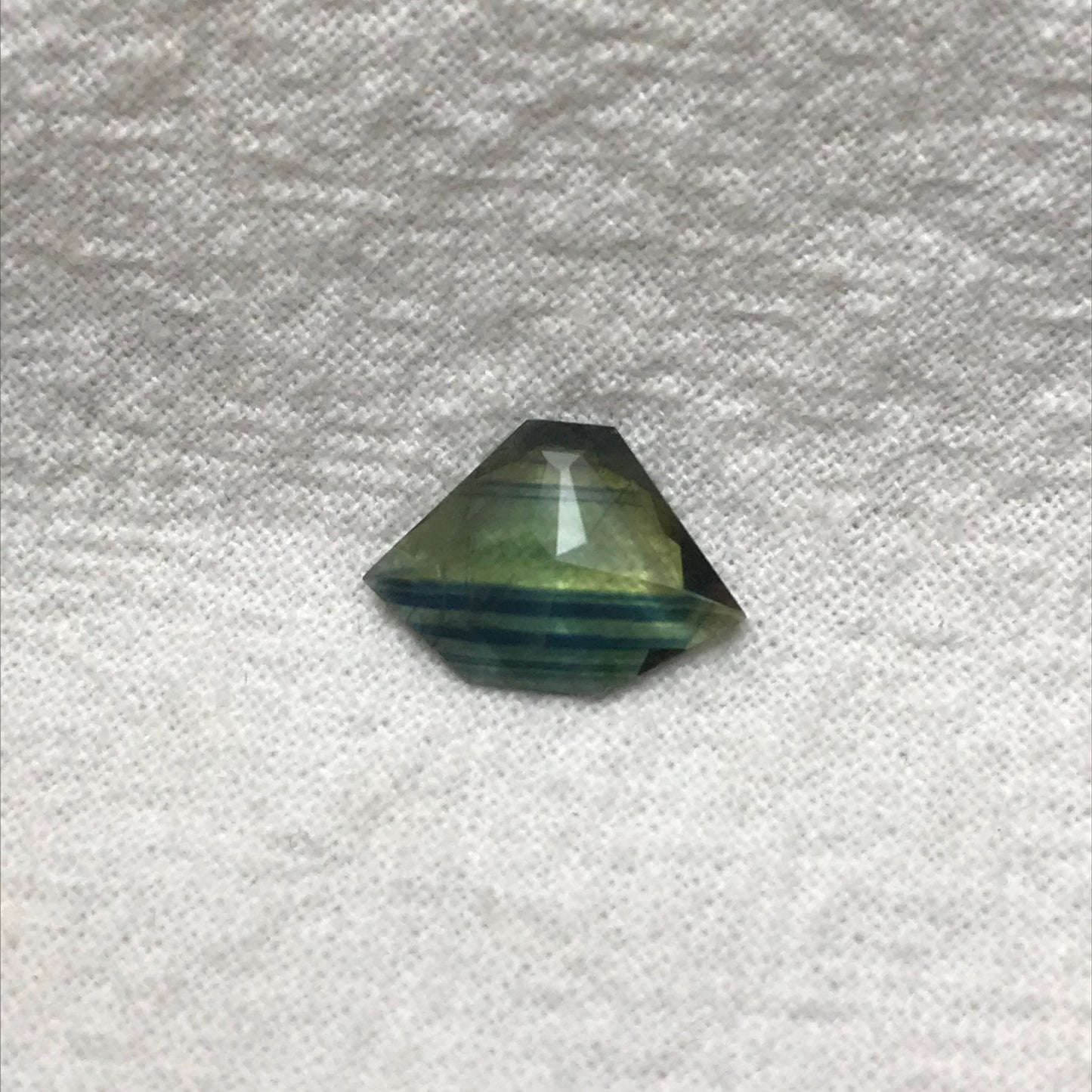 2.28 ct Natural Bi Color Sapphire, 13x9mm Fancy Tab Cut, Heated Blue Green Sapphire, Freeform Shield cut, Faceted Loose Hexagon Gemstone