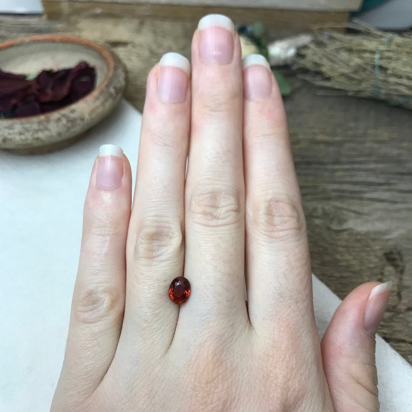 1.61 ct Natural Reddish Orange Spessartite Garnet 7x5.5mm Oval Faceted Gemstone Loose Gem Red Orange Garnet