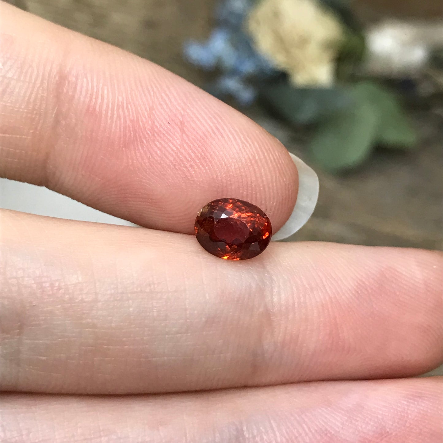 1.61 ct Natural Reddish Orange Spessartite Garnet 7x5.5mm Oval Faceted Gemstone Loose Gem Red Orange Garnet