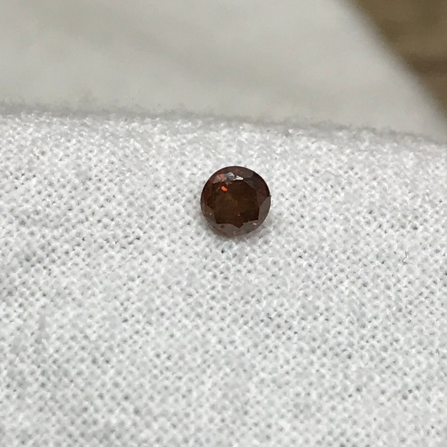3.2mm Round Brown Orange Diamond, 0.15 Carat Natural Loose Diamond April Birthstone, Tiny Amber 3mm Diamond