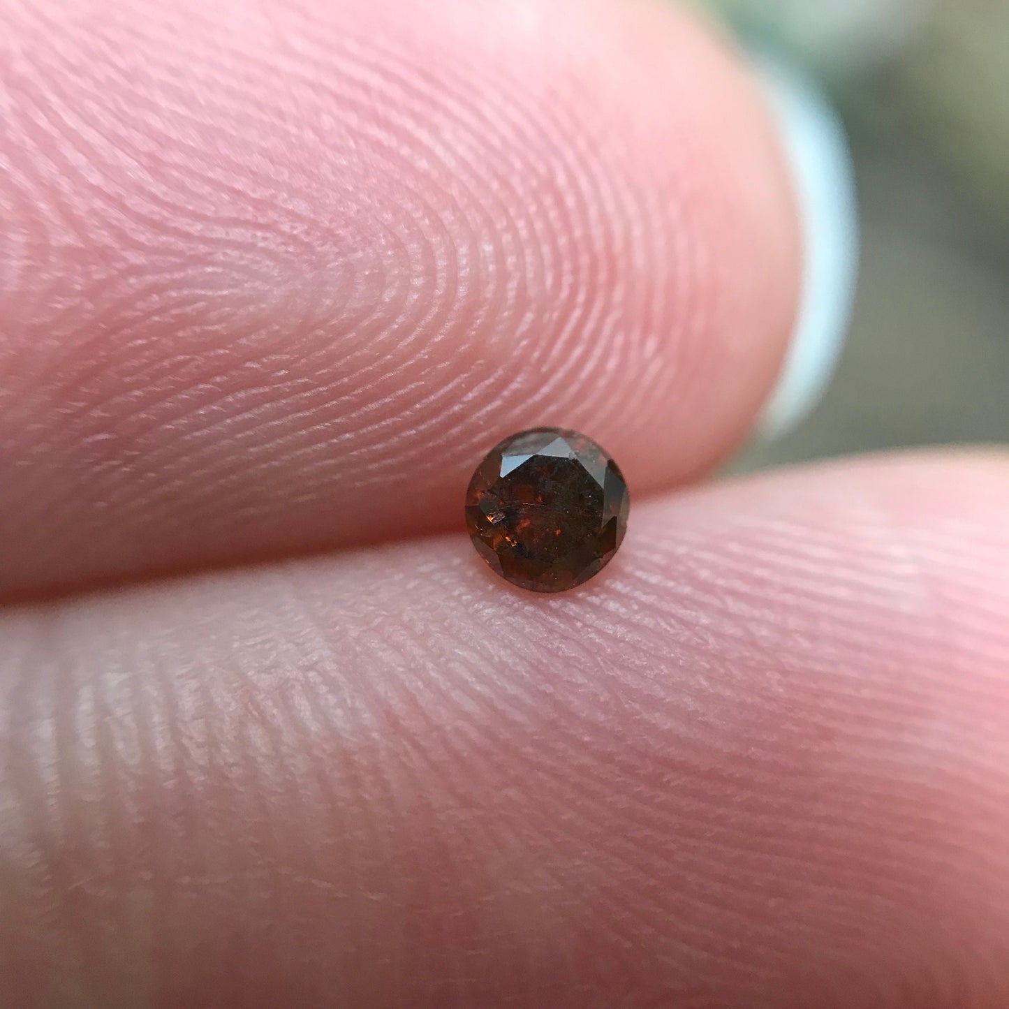3.2mm Round Brown Orange Diamond, 0.15 Carat Natural Loose Diamond April Birthstone, Tiny Amber 3mm Diamond