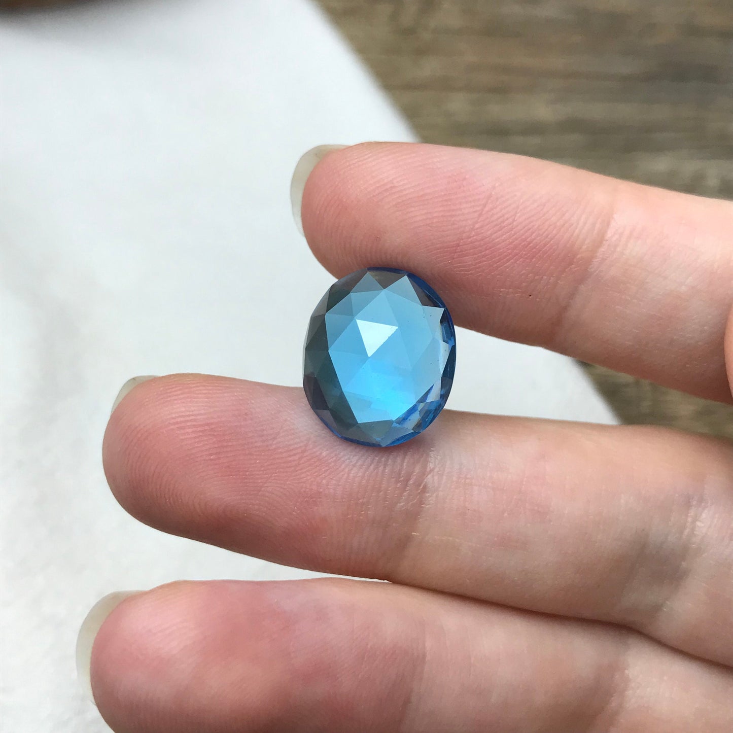 11.57 ct Rose cut Blue Topaz 15x12.7mm Oval cut Loose Topaz,  Swiss Blue Topaz Faceted, December Birthstone
