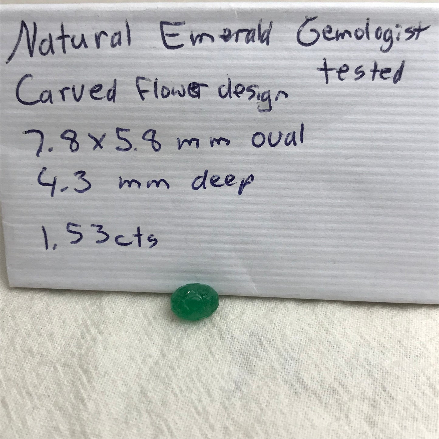 8x6mm Natural Emerald Oval Flower Carving 1.53 carat Precious Gemstone Loose Cabochon Emerald, Unique Carved Emerald