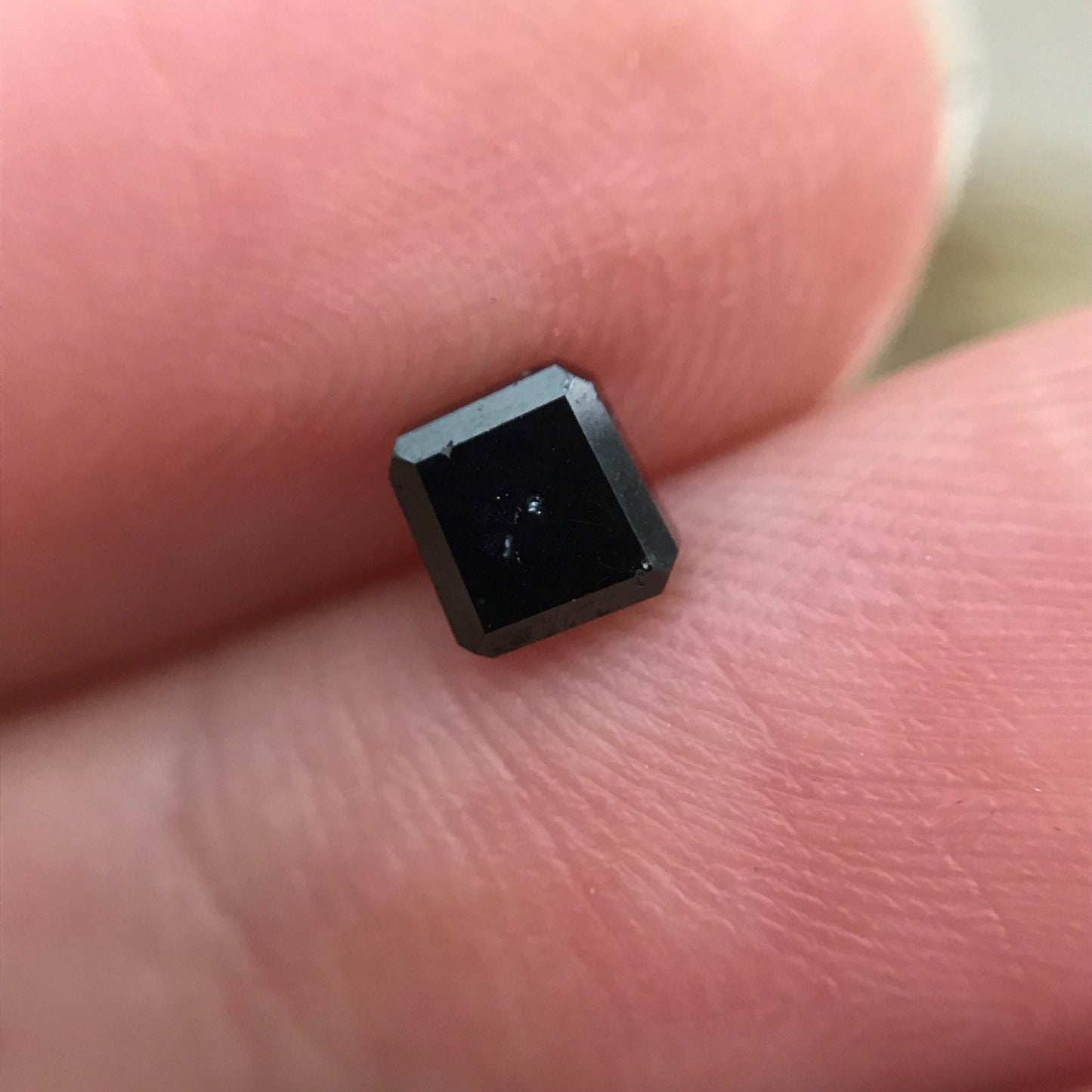 4mm Natural Black Diamond Square Bead, 0.51 Carat, Loose Square Diamond Bead April Birthstone, Drilled Diamond, 1/2 carat
