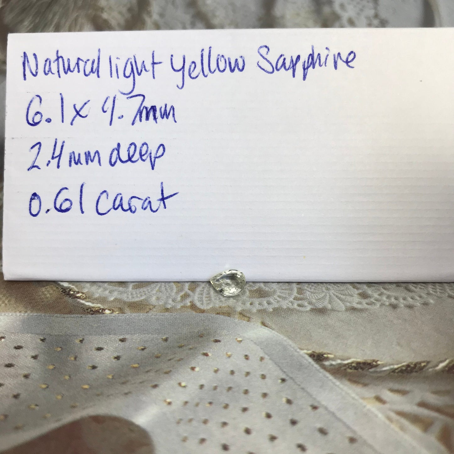 Natural Light Yellow Sapphire 6x4.7mm Pear Cut 0.61 carat Corundum Faceted Unmounted Gemstone Earth Mined