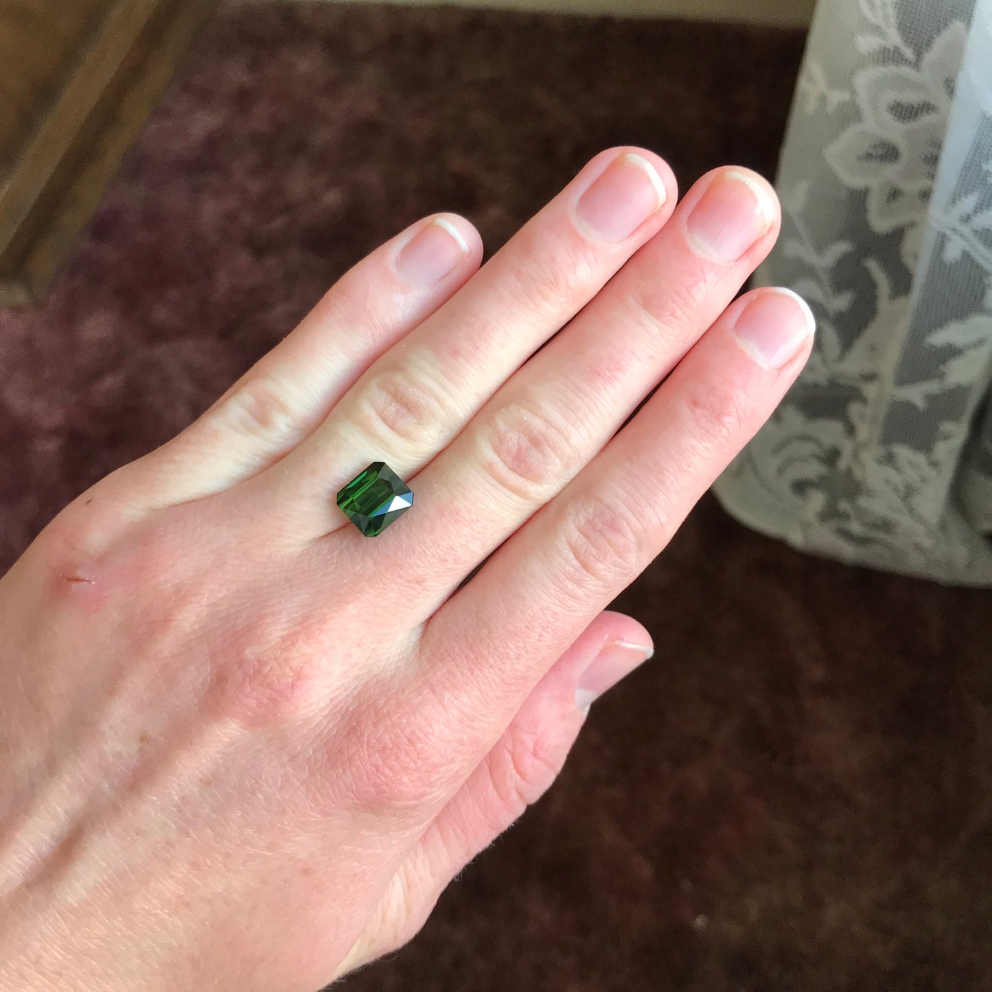 Natural Green Tourmaline 3.92 carat, 9x8mm Octagon Cut Faceted Loose Unmounted Gem Gemstone Earth Mined Genuine
