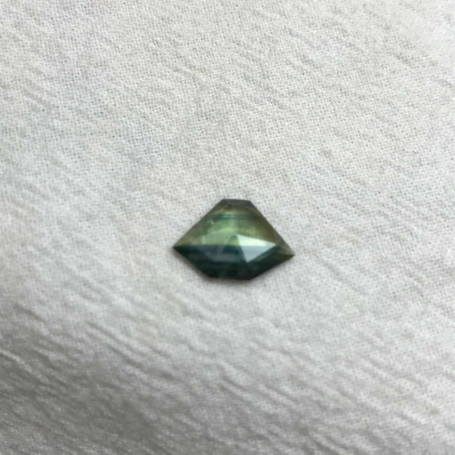 2.28 ct Natural Bi Color Sapphire, 13x9mm Fancy Tab Cut, Heated Blue Green Sapphire, Freeform Shield cut, Faceted Loose Hexagon Gemstone