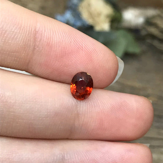 1.61 ct Natural Reddish Orange Spessartite Garnet 7x5.5mm Oval Faceted Gemstone Loose Gem Red Orange Garnet