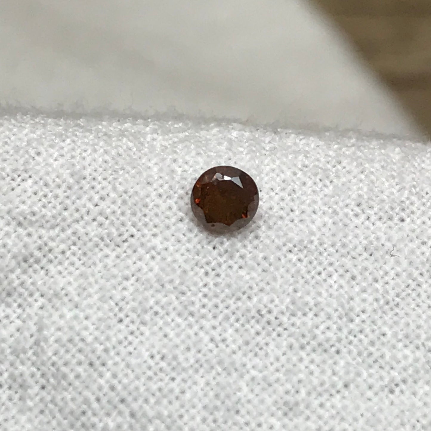 3.2mm Round Brown Orange Diamond, 0.15 Carat Natural Loose Diamond April Birthstone, Tiny Amber 3mm Diamond