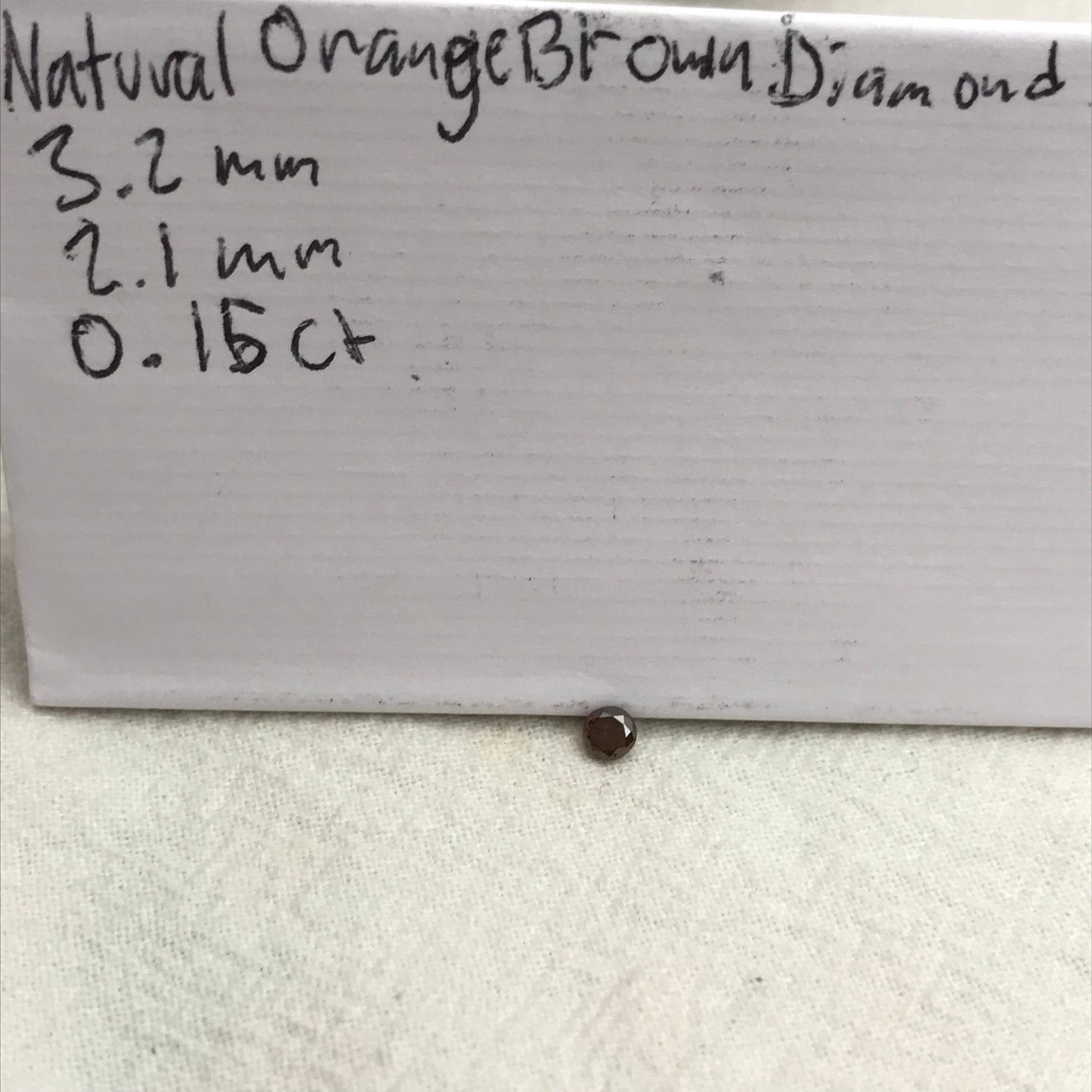 3.2mm Round Brown Orange Diamond, 0.15 Carat Natural Loose Diamond April Birthstone, Tiny Amber 3mm Diamond