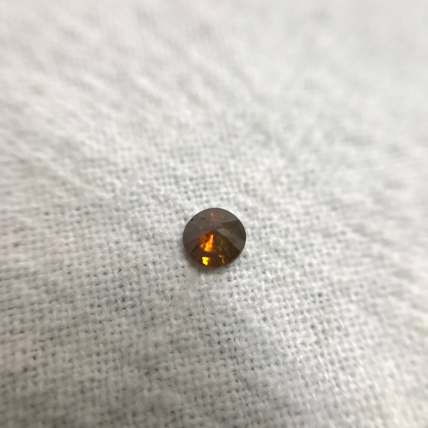 3.2mm Round Brown Orange Diamond, 0.15 Carat Natural Loose Diamond April Birthstone, Tiny Amber 3mm Diamond