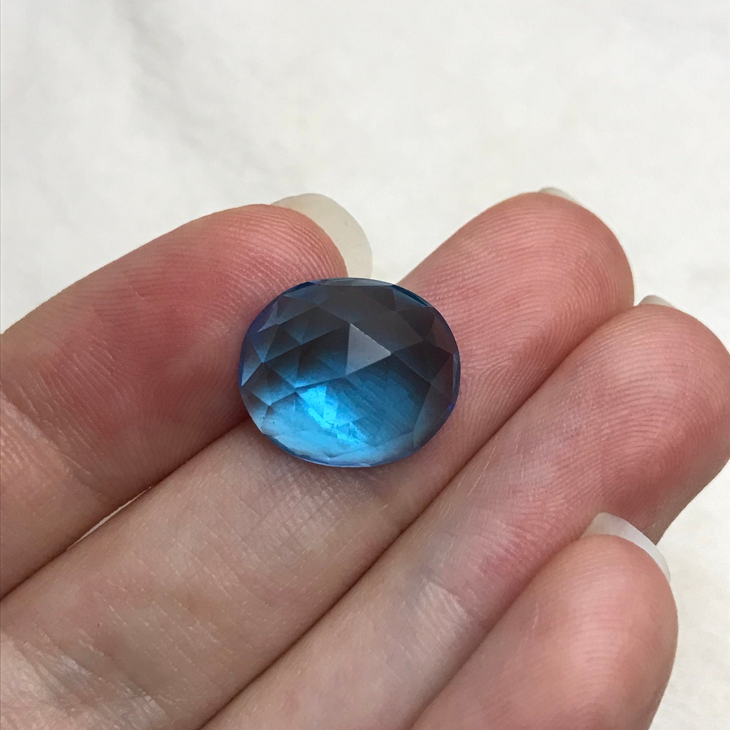 11.57 ct Rose cut Blue Topaz 15x12.7mm Oval cut Loose Topaz,  Swiss Blue Topaz Faceted, December Birthstone