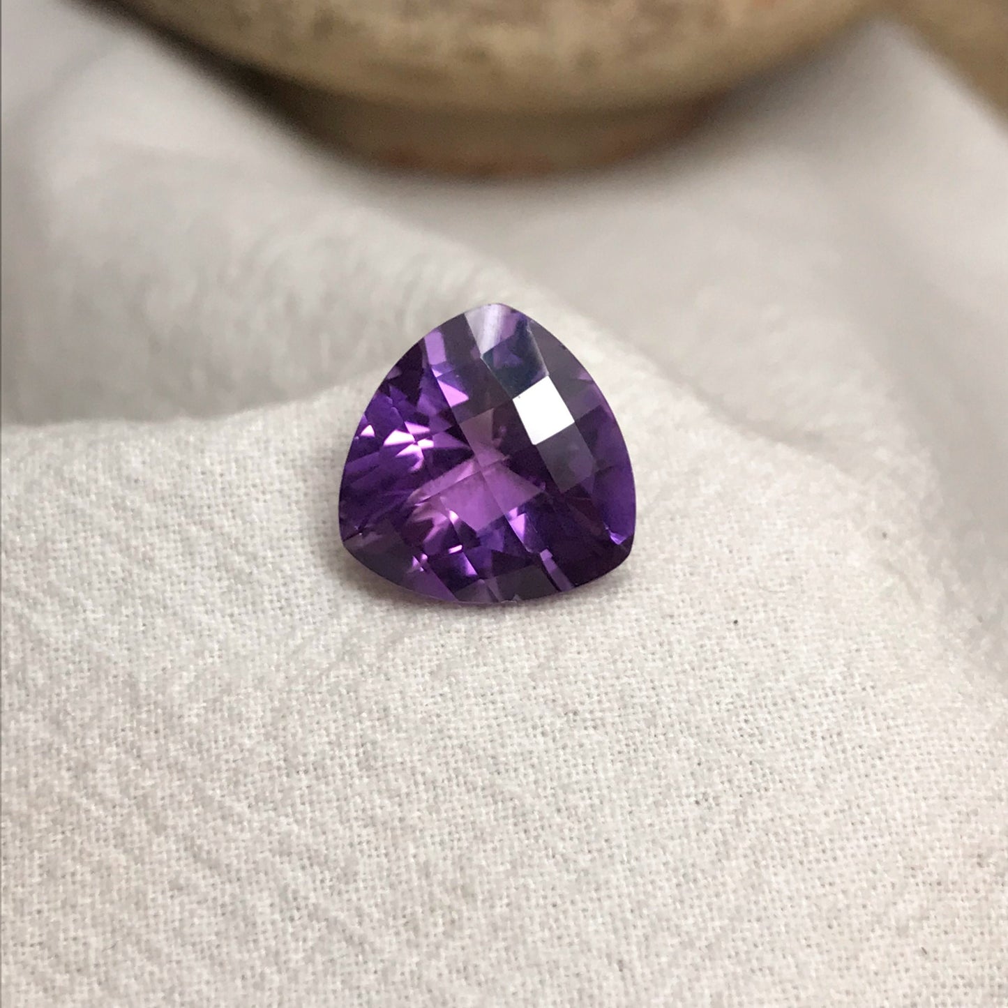 14mm Purple Amethyst, Checkerboard Trillion Cut 9.40 carat Loose Gem Wholesale Gemstone Faceted Unmounted February Birthstone, USA Seller