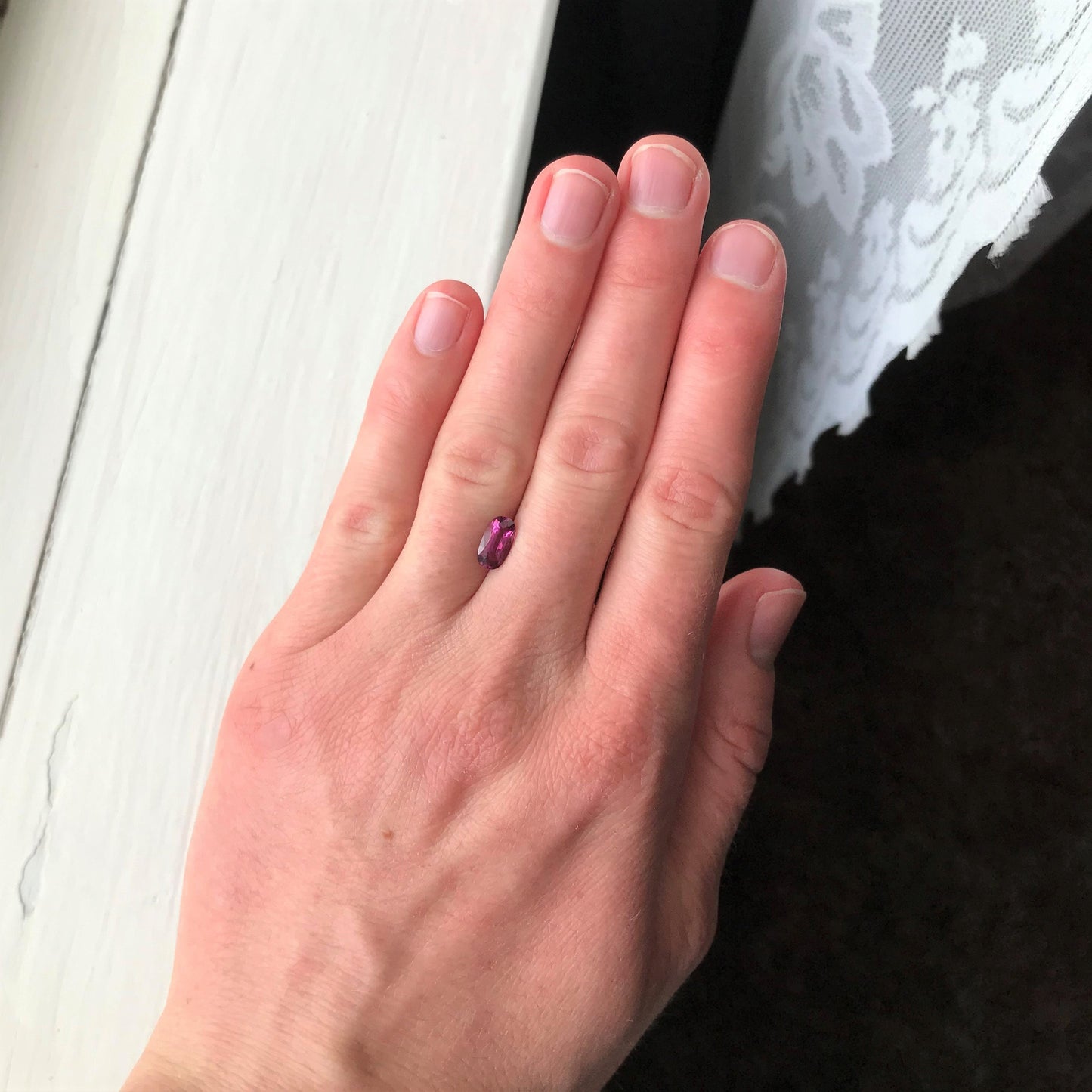 Natural Rhodolite Garnet, 1.23 carat, 8.6 x 4.7 mm Pinkish Purple Garnet, Faceted Long Oval Cut Raspberry Garnet Gem, Pink Garnet