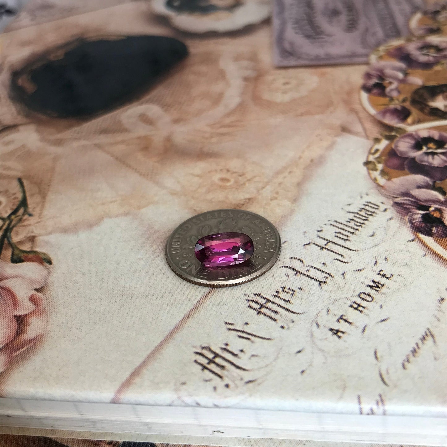 Natural Rhodolite Garnet, 1.23 carat, 8.6 x 4.7 mm Pinkish Purple Garnet, Faceted Long Oval Cut Raspberry Garnet Gem, Pink Garnet