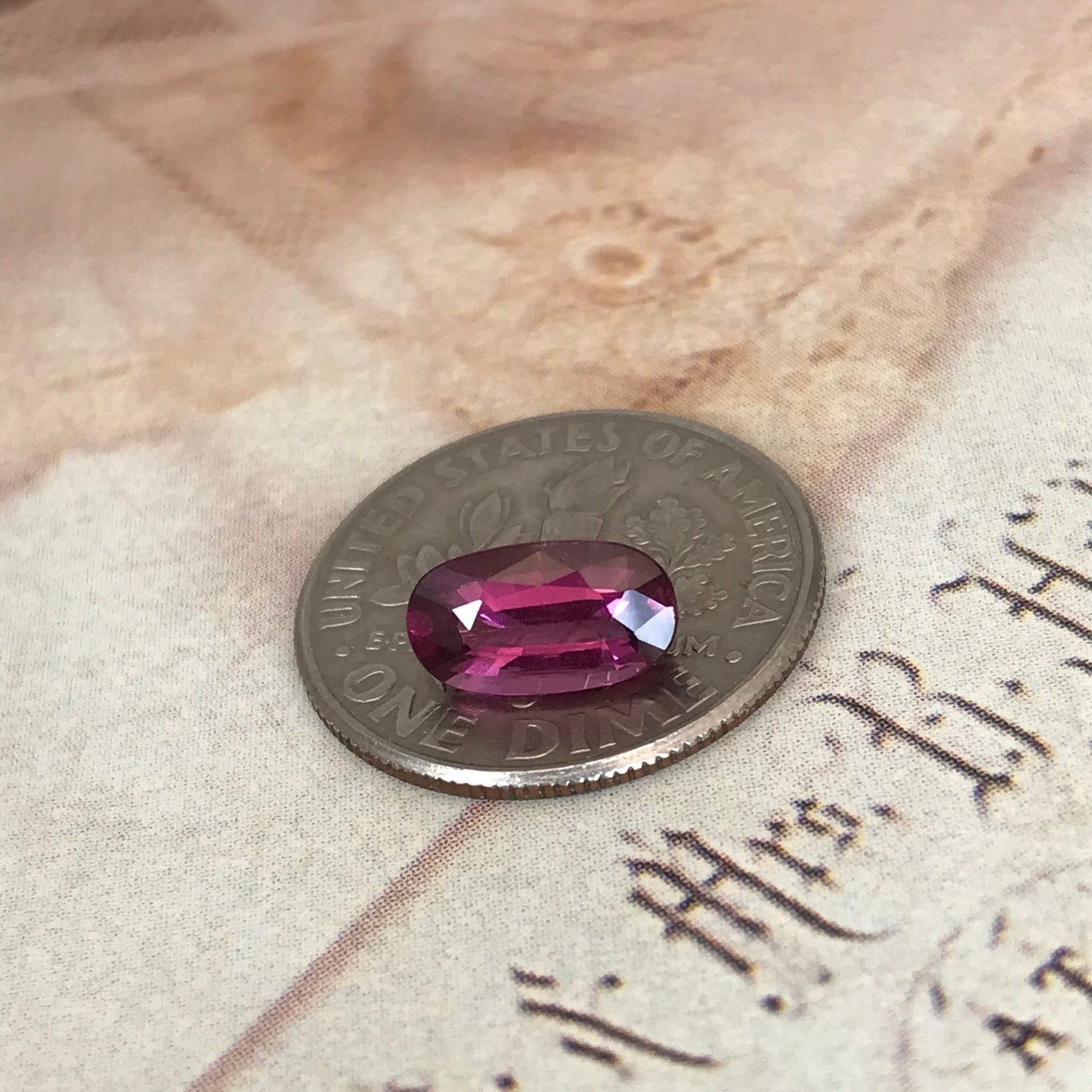 Natural Rhodolite Garnet, 1.23 carat, 8.6 x 4.7 mm Pinkish Purple Garnet, Faceted Long Oval Cut Raspberry Garnet Gem, Pink Garnet