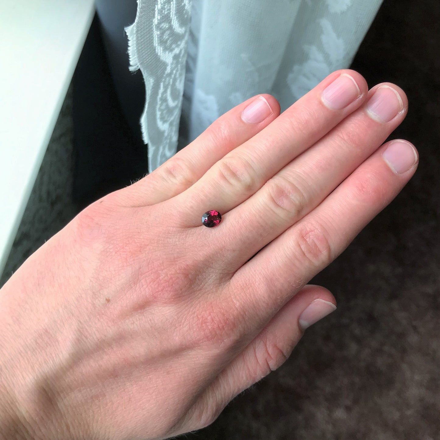 Natural Rhodolite Garnet, 1.23 carat, 6.5 x 5.5 mm Purplish Pink Garnet, Faceted Oval Cut Raspberry Garnet Gem, Pink Garnet