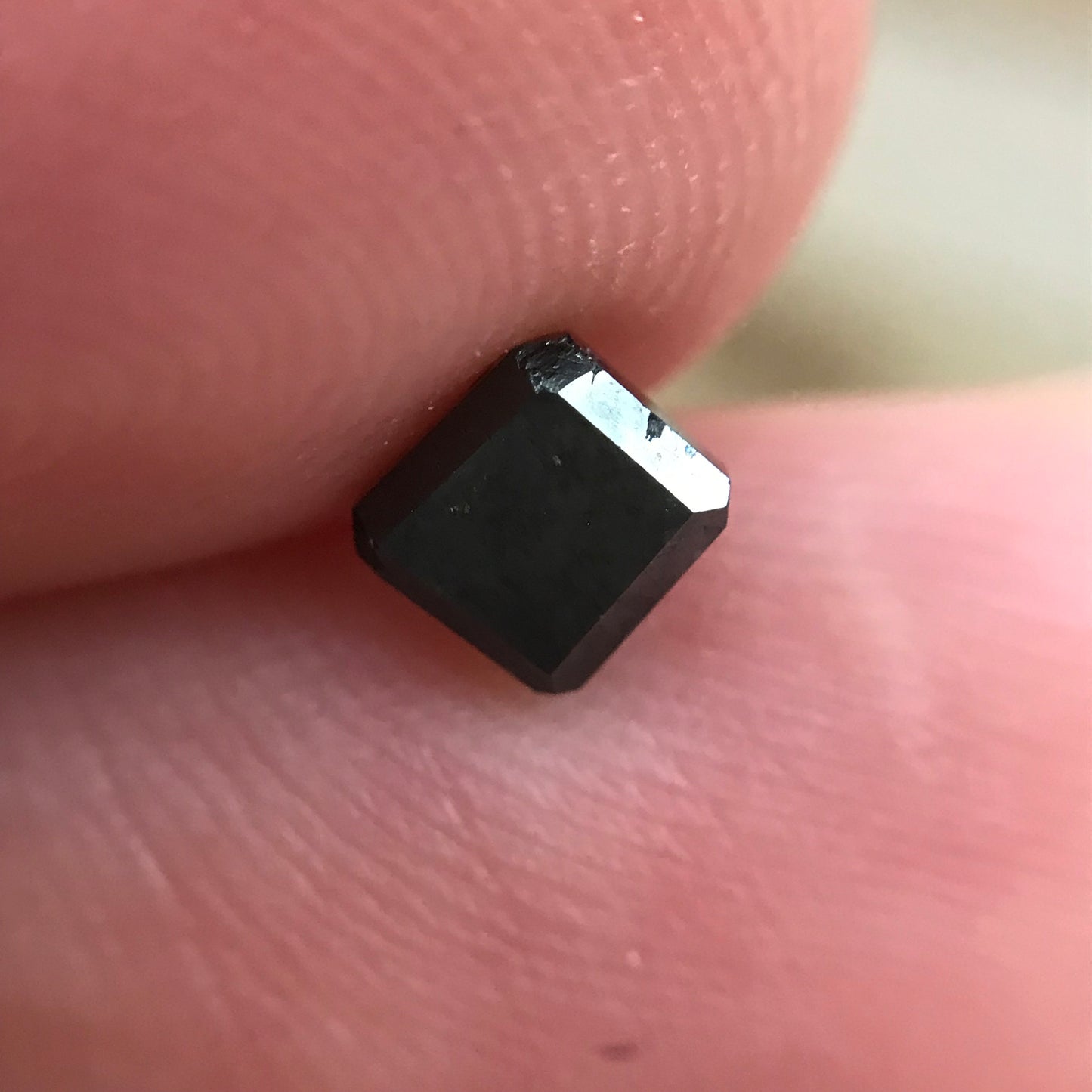 4mm Natural Black Diamond Square Bead, 0.51 Carat, Loose Square Diamond Bead April Birthstone, Drilled Diamond, 1/2 carat