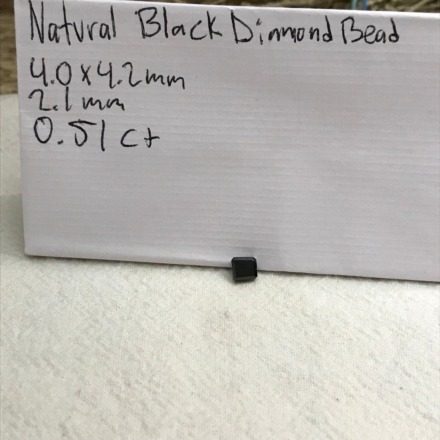 4mm Natural Black Diamond Square Bead, 0.51 Carat, Loose Square Diamond Bead April Birthstone, Drilled Diamond, 1/2 carat