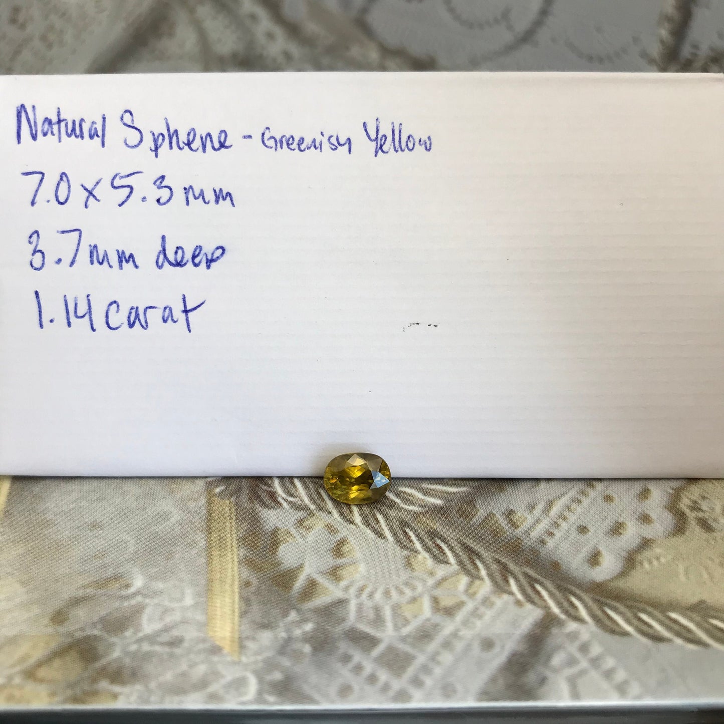 1.14 ct Natural Sphene 7x5mm Oval Cut, 1 carat Greenish Yellow Sphene, 1 carat Sphene, Loose Gemstone, Unmounted Stone, Earth Mined Gem