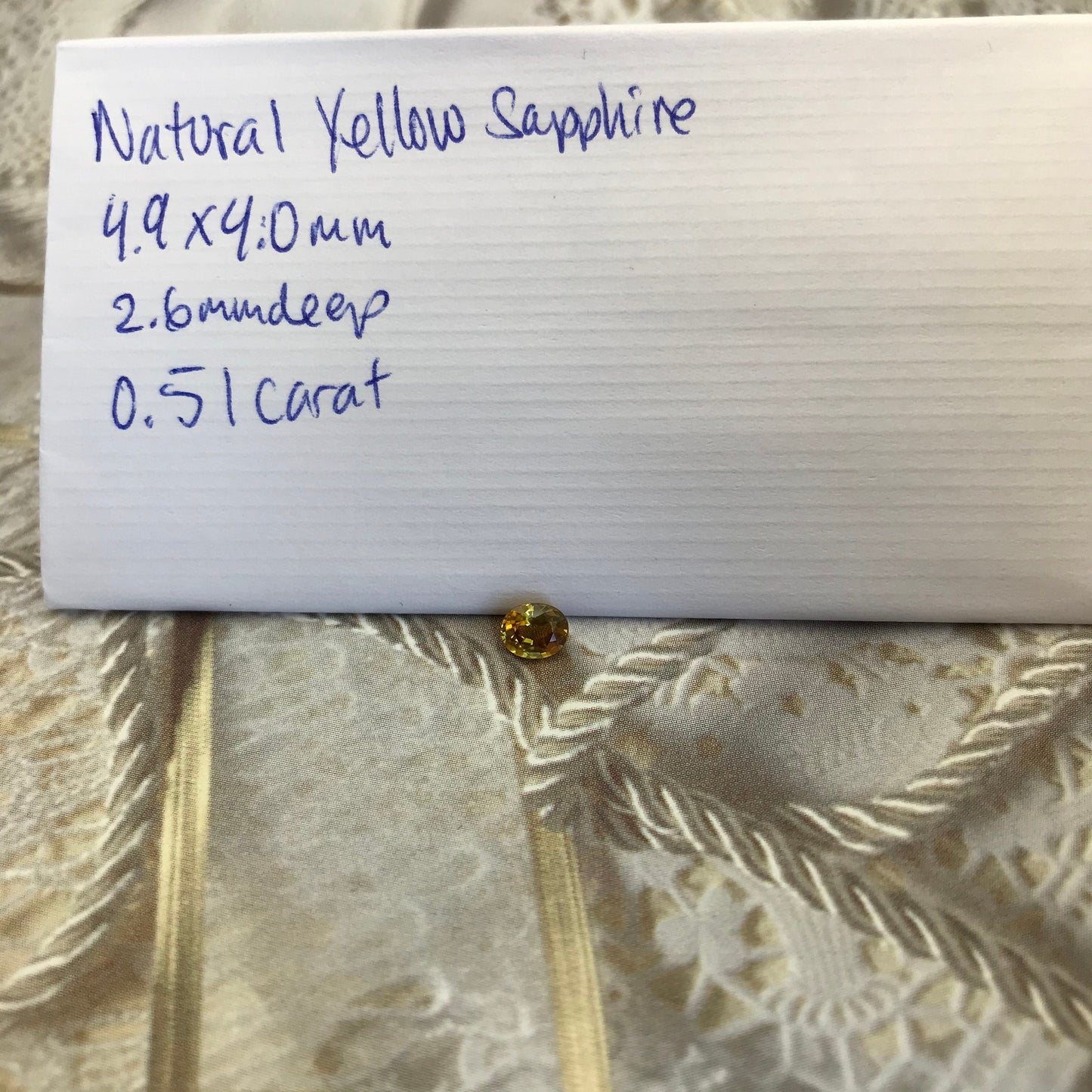 Natural Yellow Sapphire 0.51 carat 5x4mm Oval Cut Beryllium Treated Sapphire, Gem Faceted Loose Gemstone,