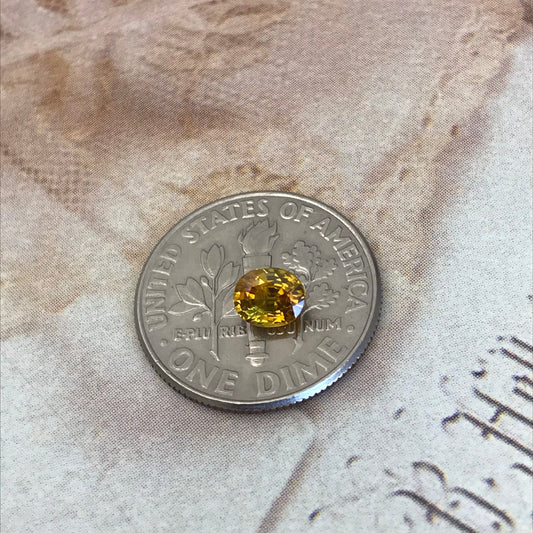 Natural Yellow Sapphire 0.51 carat 5x4mm Oval Cut Beryllium Treated Sapphire, Gem Faceted Loose Gemstone,