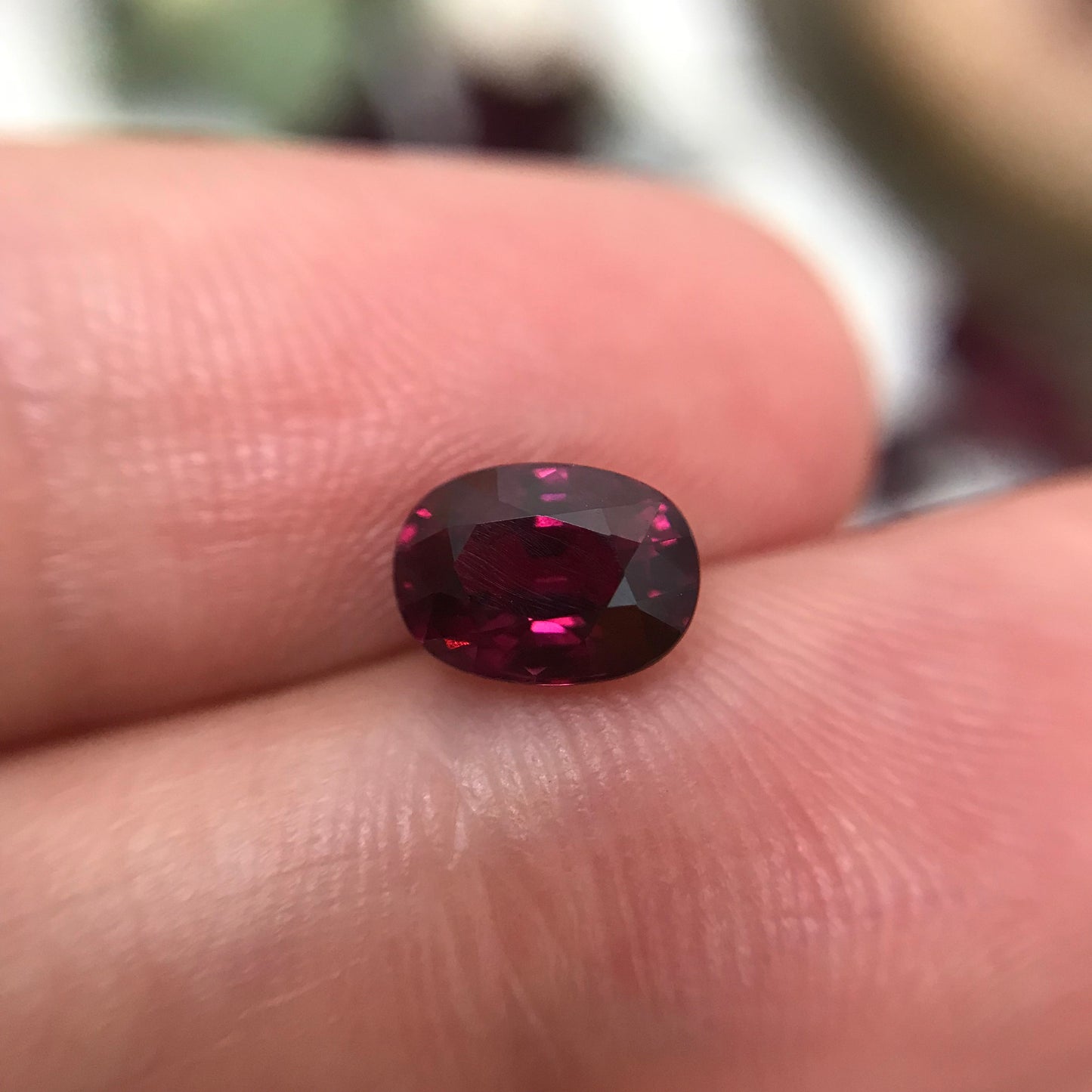 Purplish Pink Rhodolite Garnet 1.44 carat 7.3 x 5.3 mm Oval Cut, Faceted Loose Unmounted Gemstone, Raspberry Garnet