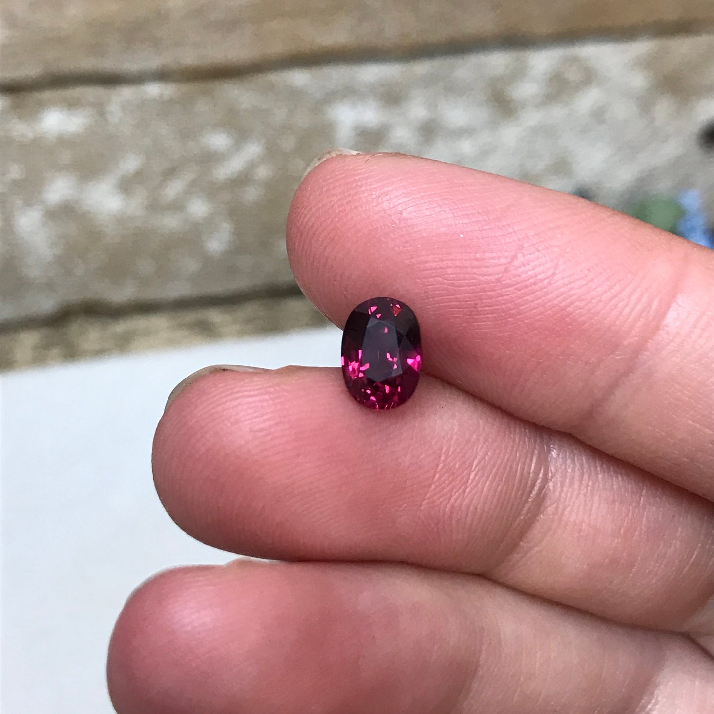 Purplish Pink Rhodolite Garnet 1.44 carat 7.3 x 5.3 mm Oval Cut, Faceted Loose Unmounted Gemstone, Raspberry Garnet