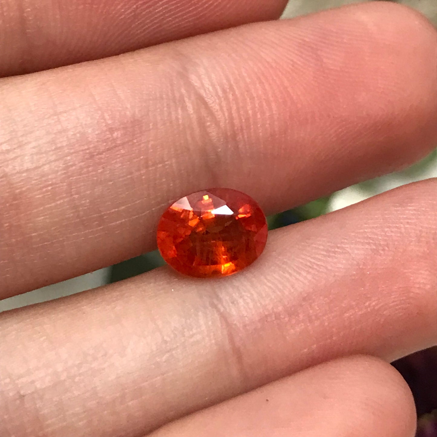 2 Carat Reddish Orange Sapphire 8.3x6.7mm Oval Cut, Beryllium Treated, Faceted Loose Unmounted Gemstone