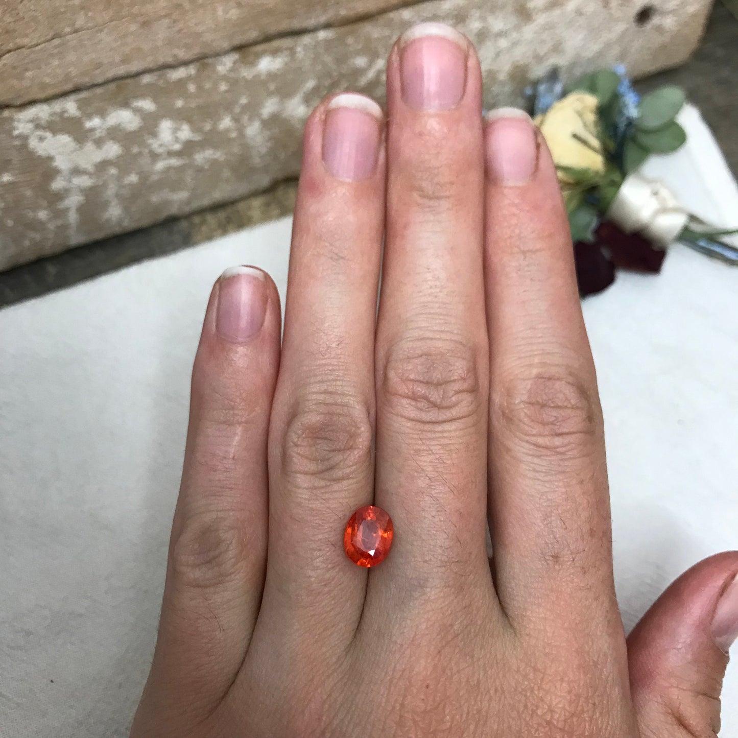 2 Carat Reddish Orange Sapphire 8.3x6.7mm Oval Cut, Beryllium Treated, Faceted Loose Unmounted Gemstone